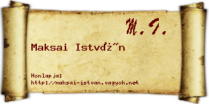 Maksai István névjegykártya